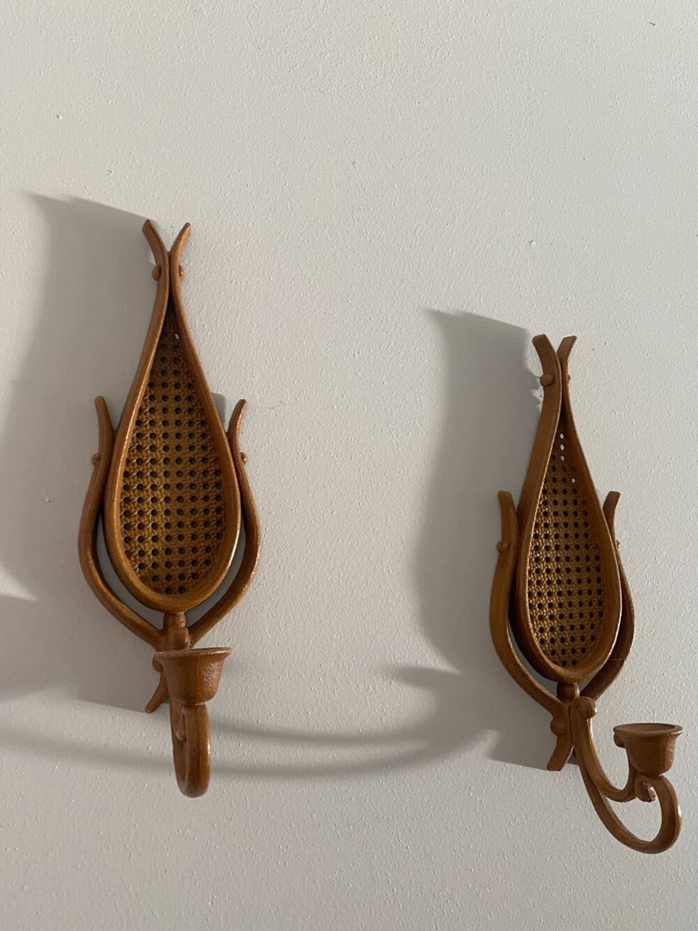 Mid-Century Modern Wall Art Wood Candle Holders